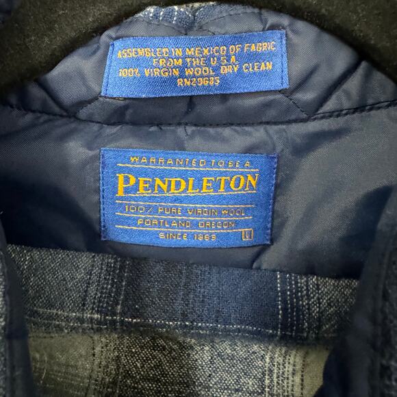 Pendleton Western Pearl Snap Wool Shirt Blue Plaid Men’s Large Vintage USA - Picture 9 of 9